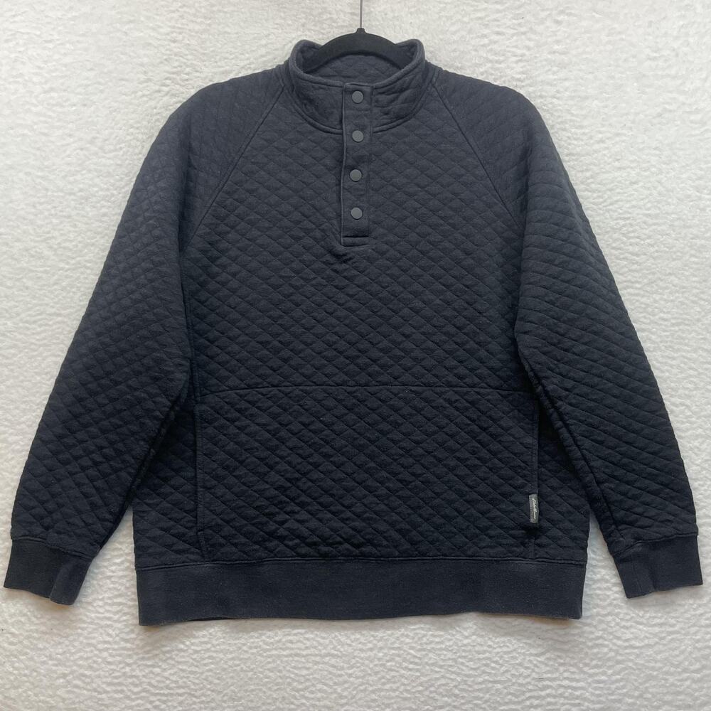 Eddie Bauer Sweatshirt Mens Medium Gray Diamond Quilted Pullover Quarter Snap